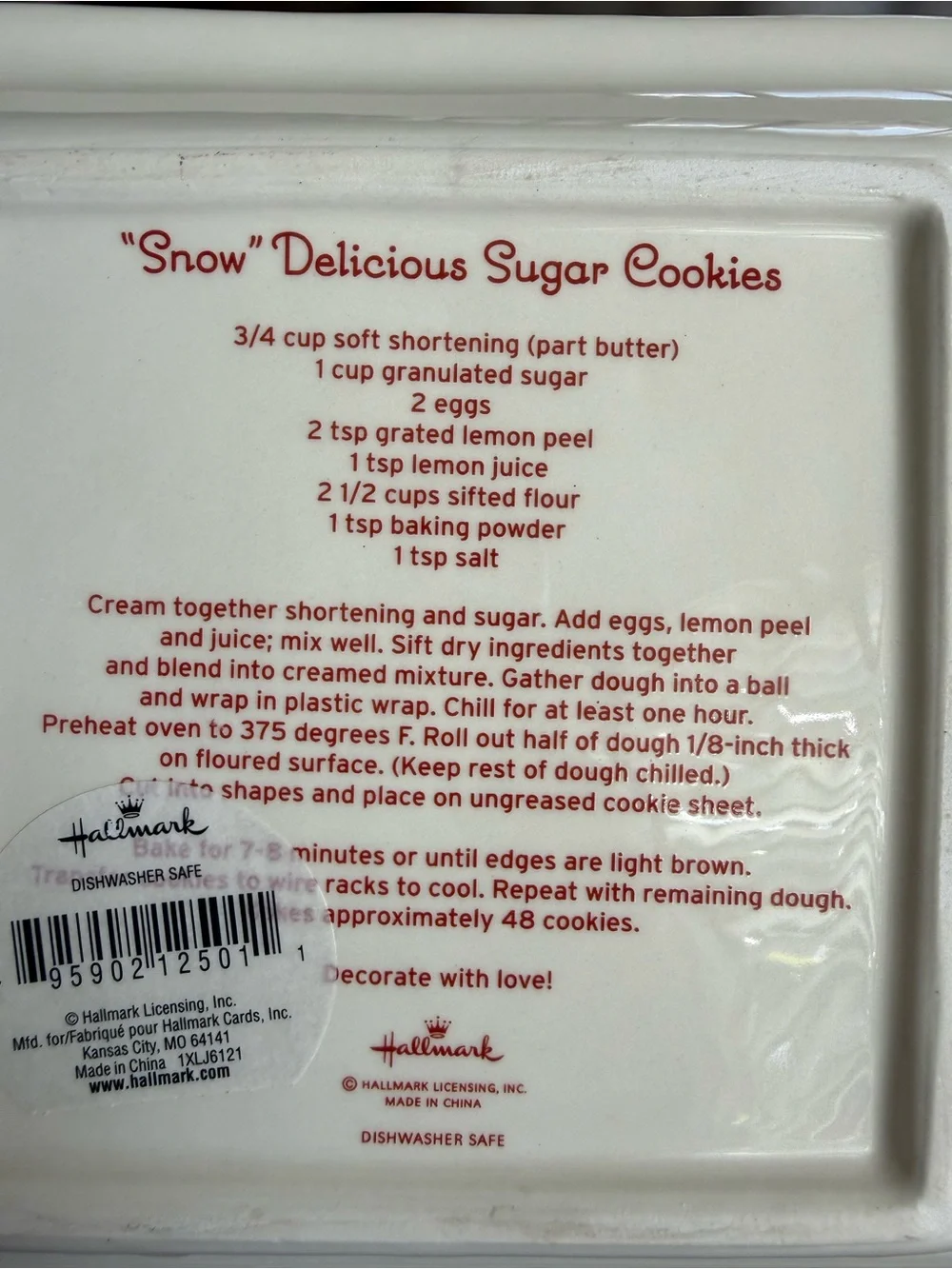 Hallmark Christmas Snowflake Cookie Platter Recipe Plate 7” Ceramic Holiday